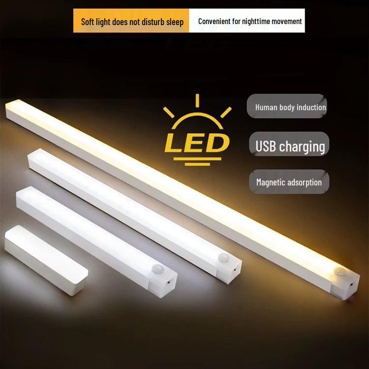 USB Rechargeable LED Motion Sensor Light Strip for Cabinets, Wardrobes, and Aisles