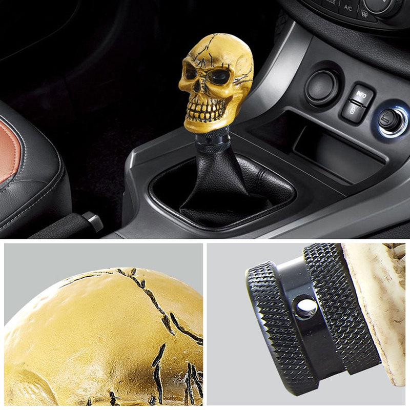 Universal Skull Shape Car Gear Shift Knob Head Auto Gearbox Shifter Lever Change Stick Handle Cover Gearshift Halloween Gift