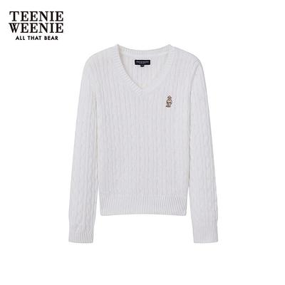 Women's Cartoon Bear V-Neck Sweater