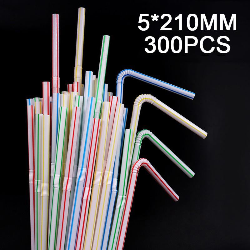 Bendable Plastic Straws for Drinks Cocktail Granite Straw Plastic Drinking Tubes Multicolor Fluorescent Plastic Drinking Straws