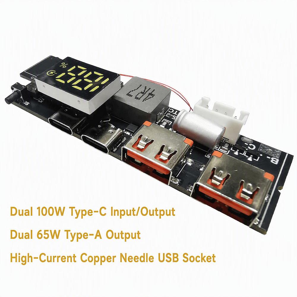 3-5S PD 100W Power Bank DIY Mainboard 1.47-inch TFT Color Screen Bidirectional Super Fast Charging Power Bank Module