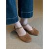 Sheepskin Version~ Retro Cute Bag Head Shoes Women's Summer Low Heel Leather Round Head with Sandals