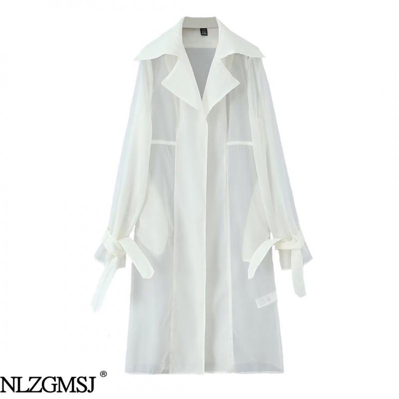 Trench Coat Camicia Sottile Stile Europeo e Americano Primavera 2026 con Revers Ampio Senza Bottoni e Protezione Solare