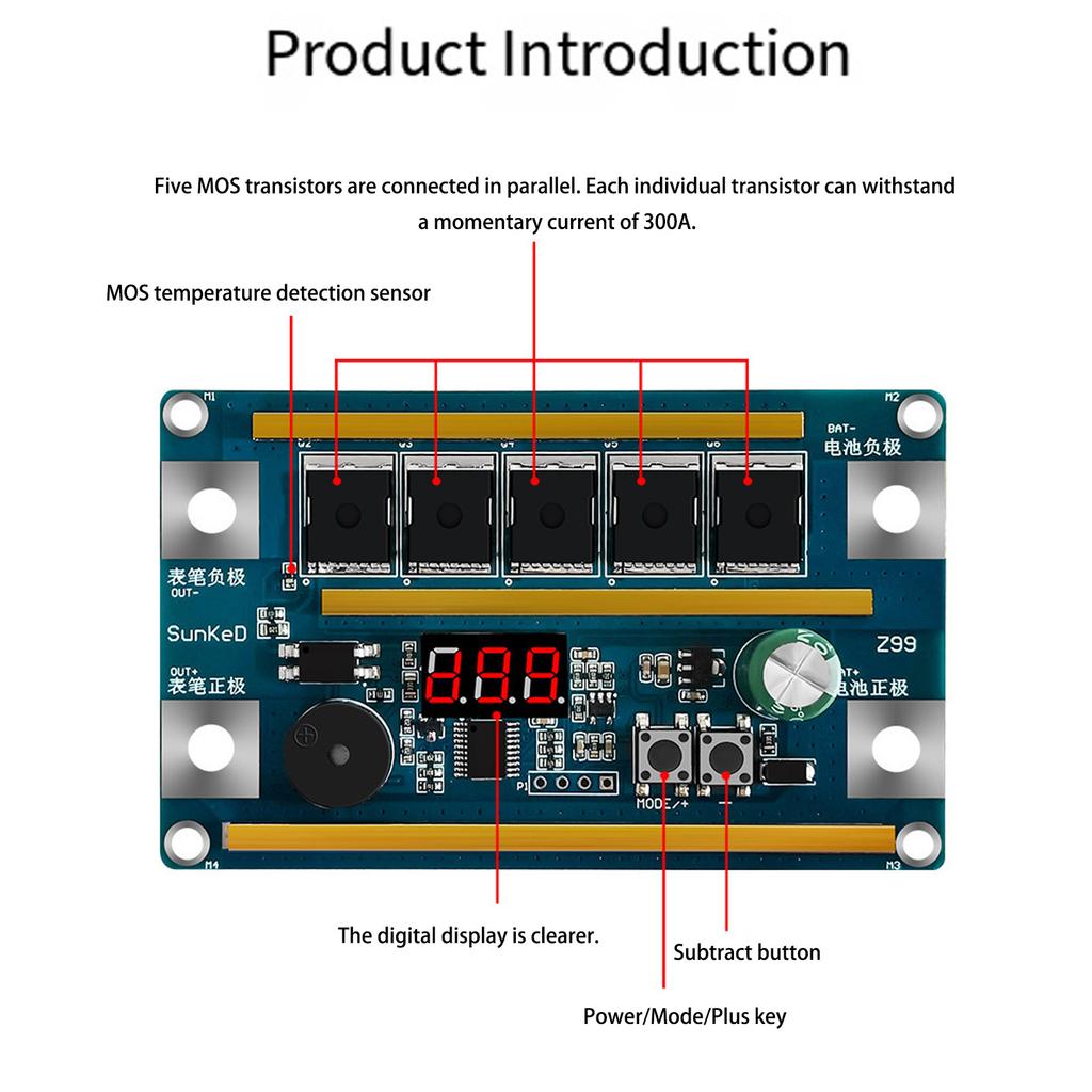 Digital Spots Welder Control Board 12V Power Adjustable 99 Gears Realtime Voltages Protective Welding Tool For Lithium Batteries Repair