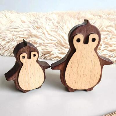 Clothes Hanging Hook Solid Wood Construction Wall-Mounted Easy Installation Penguin Shape Design Storage Hook Room Decor