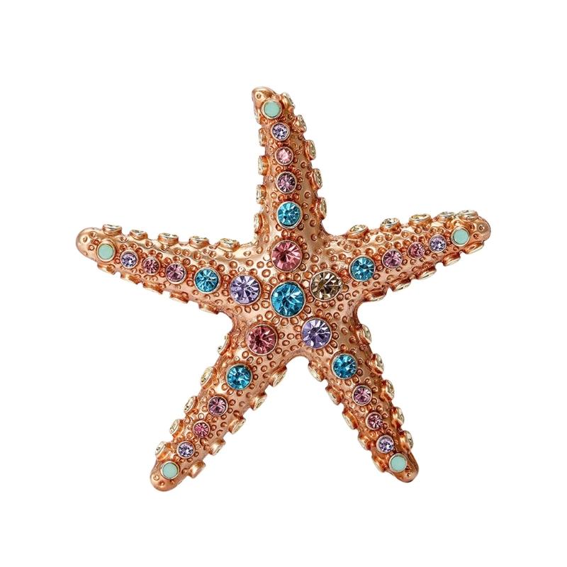 Crystals Starfish Brooch Pin For Women Versatile Fashion Jewelry Gift Party Everyday Wear