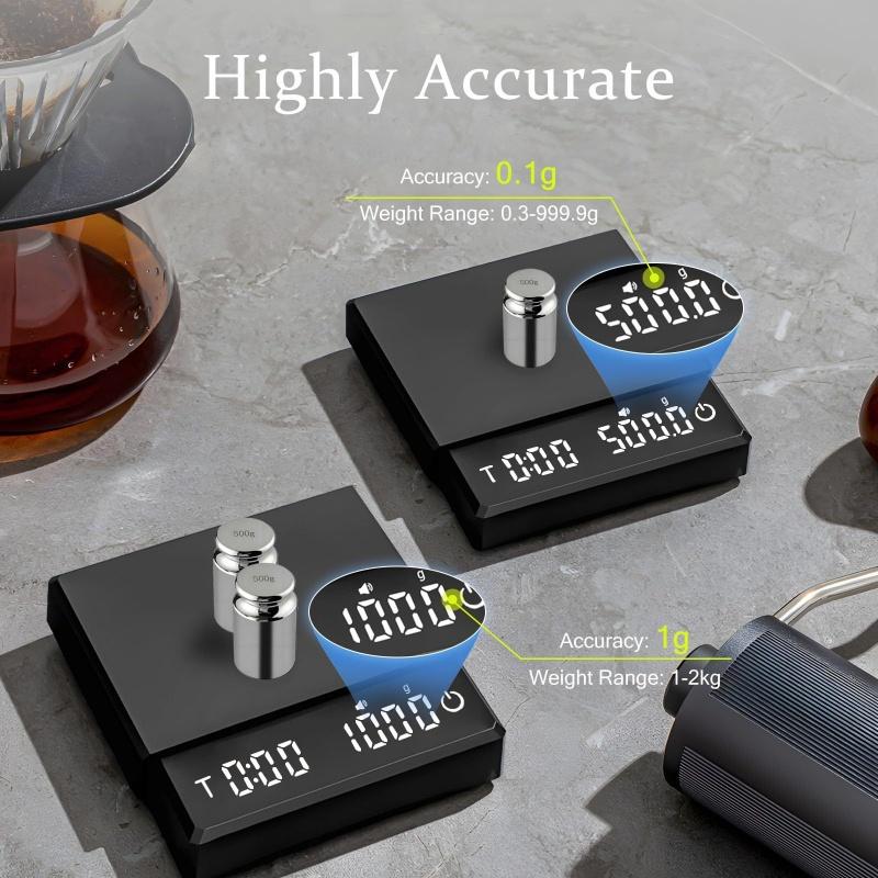 Coffee Scale Digital Weight Electronic Kitchen Measuring Scales 0.1g High Precision Espresso Accessory Barista Tool