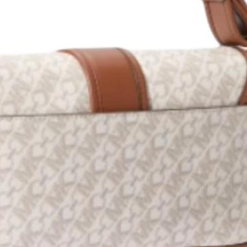 Michael Kors Mk Colby Adjustable Shoulder Strap Leather Tote Bag Women Tote Bags Vanilla-White Acorn-Brown 30S4GBAL2V-VANILLA/LUGGAGE