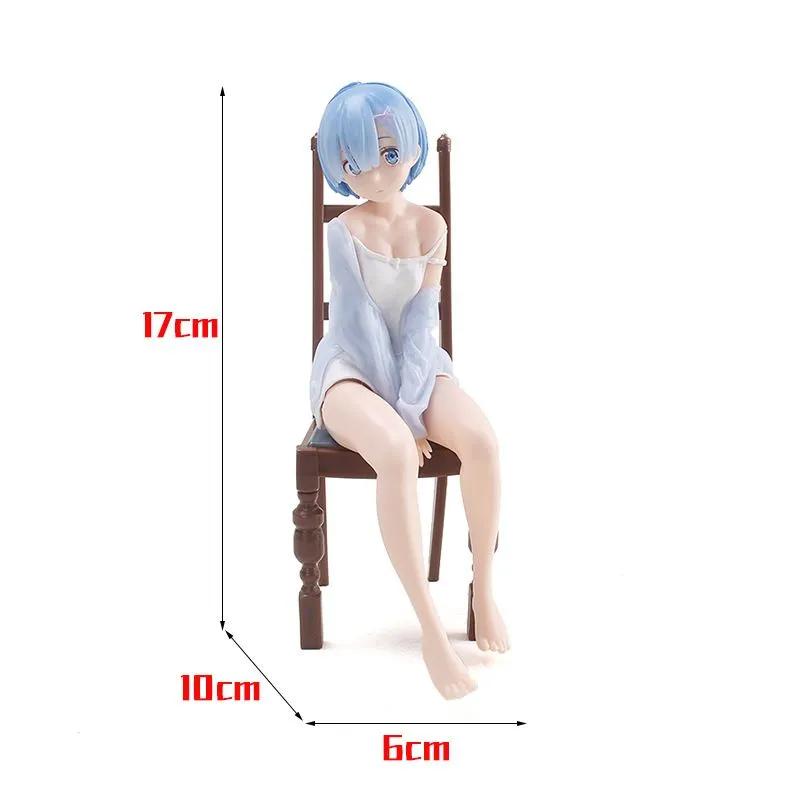 Figurină PVC Ram Rem Șezând din Re:Jucărie Model Desen Animat Drăguț Zero Ornamente Premium pentru Decor Interior Mașină