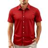 Camisa Casual de Manga Corta para Hombre Cuello de Botones Corte Ajustado Tejido Ligero Transpirable Camisa de Verano Primavera para Uso Diario