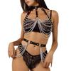 Fashion Women Body Harness Sexy Leather Lingerie with Chain Bra Bondage Suspender Harness Fetish Goth Exotic Clothing Accessorie
