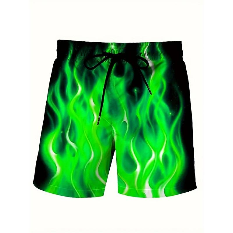 Pantalones Cortos Casuales de Playa para Hombre Estampado de Llama Azul 3D Secado Rápido Cintura con Cordón