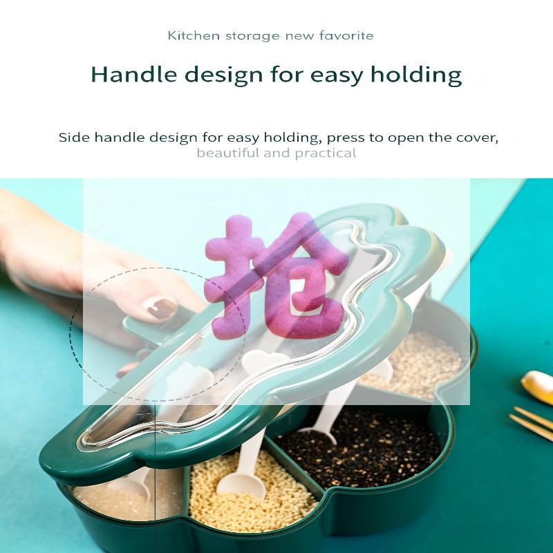 6 Grids Seasoning Box And Container With Clear Lid And Scoops Seasoning Storage Container For Salt Sugar Cruet