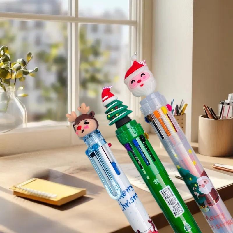 Cartoon Weihnachts-Kugelschreiber Weihnachtsmann Farbiges Handbuch Druckstift, Studenten Weihnachtsgeschenke Schreibwaren Preise