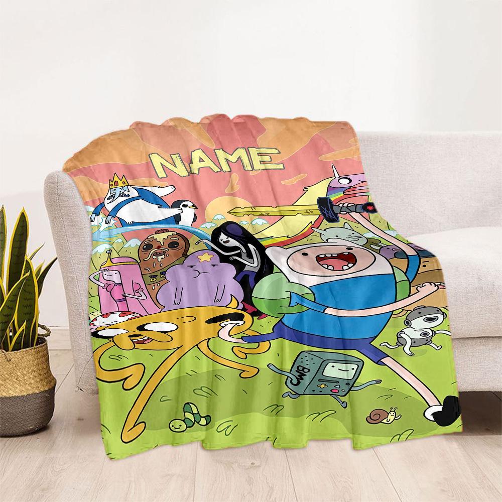 Adventure Time Faces Personalized Text Blanket Multi-purpose Customizable Blanket Ultra-Soft Great for Office Chair Picnics Nap