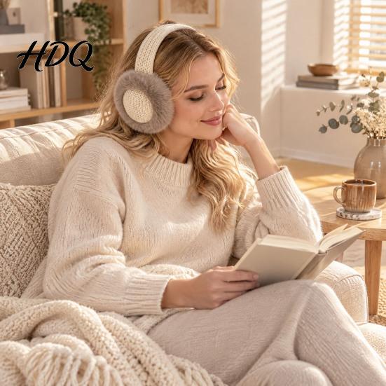 Windproof Ear Warmers Knitted Faux Fur Earmuffs Warm Plush Soft Thickened Fleece Cold Weather Accessories Warmers Protection Headband for