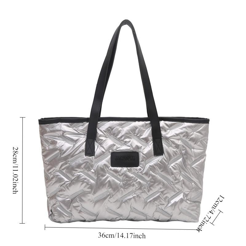 Large Capacity Down Jacket Bag for Women, 2026 New Embroidered Thread Handbag, Relaxed and Fashiable Tote Bags