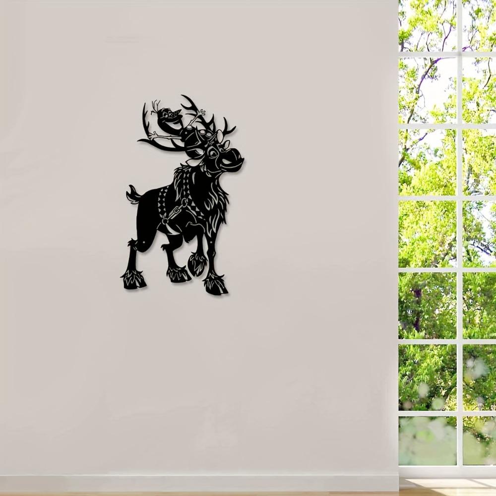 Rustic Deer Metal Wall Sculpture Wrought Iron Stag Antlers Outdoor Decor for Living Room Bedroom Garden Patio Modern Farmhouse