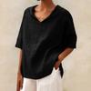 QICED Women's Fashion Casual Solid Color Print Short Sleeve V Neck Blouses & Shirts