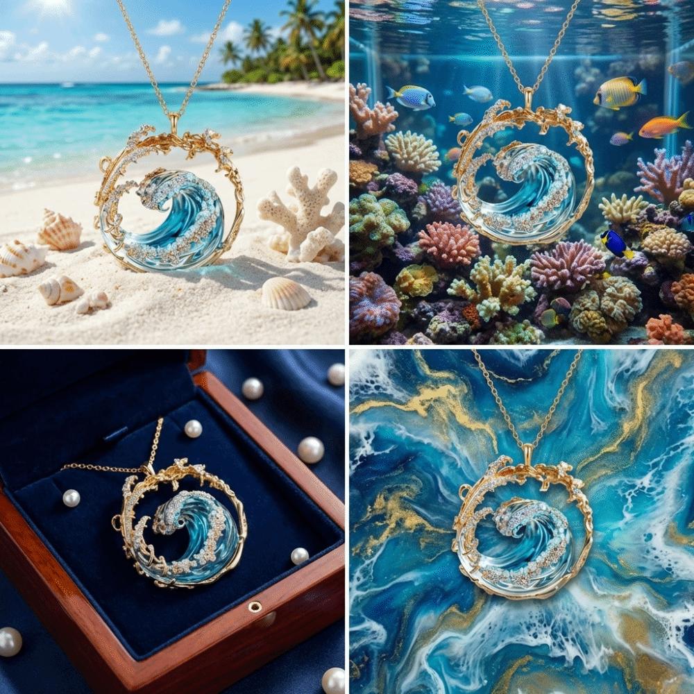 Creative Wave Pendant Necklace Ocean Style Spindrift Jewelry Sea Oath Necklace Daily Wear