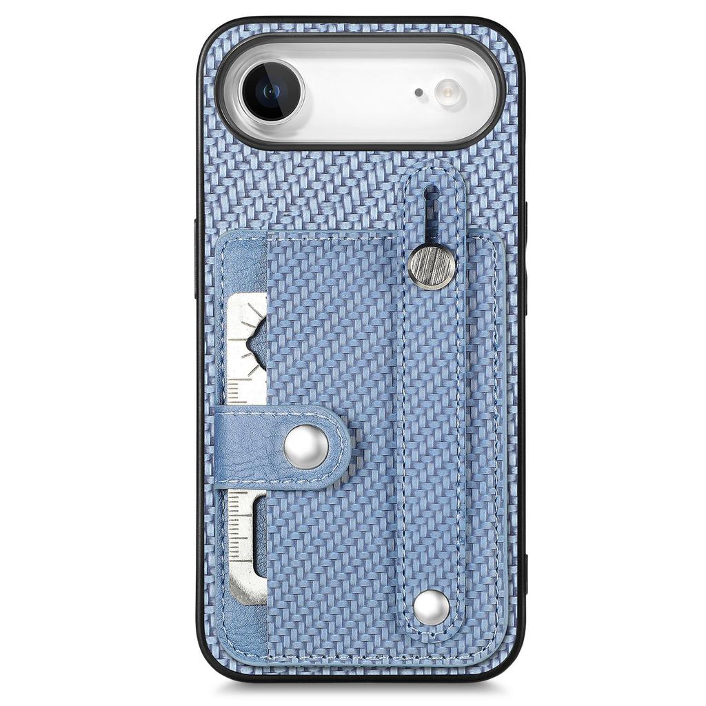 For iPhone Air Case Carbon Fiber Texture Leather Phone Back Cover with Card Holder