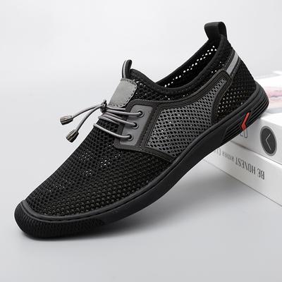 Summer Breathable Casual Male Shoes Business Mesh Dress Shoes Hollow Out Mens Sneakers Soft Hot Sale Summer Flats Leisure Walk