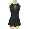 Sexy Swimsuit High-end Solid Color Dress Style Mesh Hanging Neck Style Sleeveless One-piece Swimsuit for Women