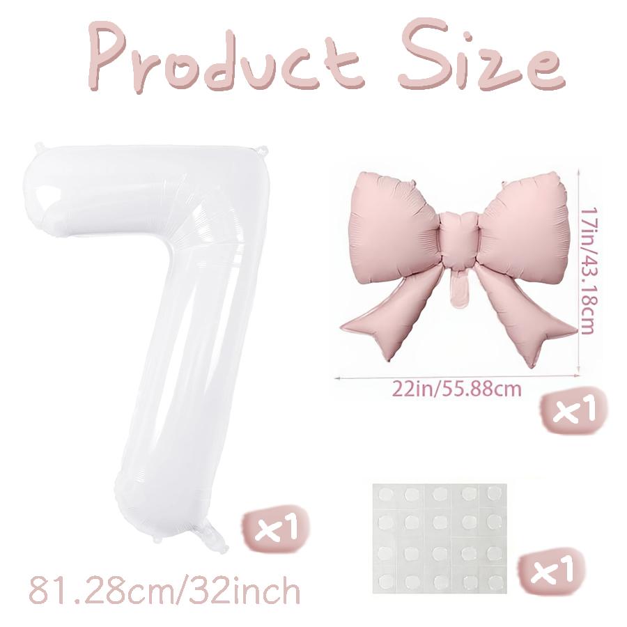 Number balloon set baby pink bow balloon ,white and pink balloon birthday proposal, weddingballoon decoration Other