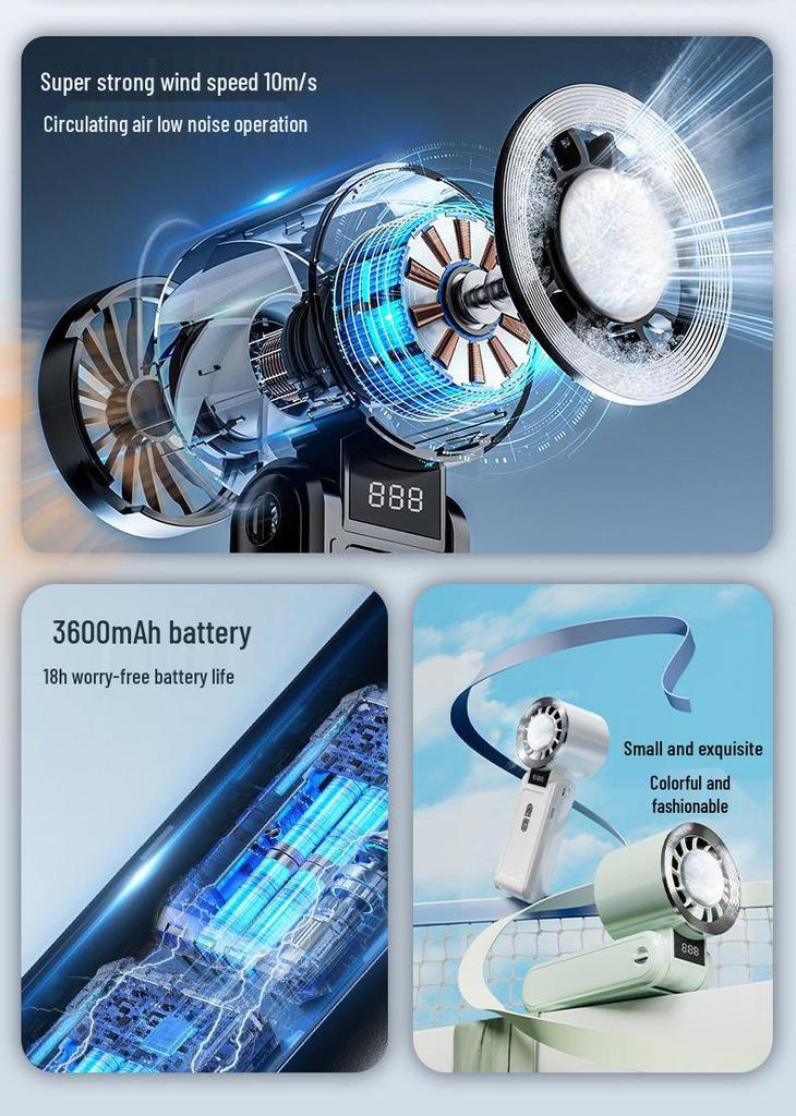 Portable Rechargeable Handheld Mini Fan with Folding Neck and Semiconductor Cooling