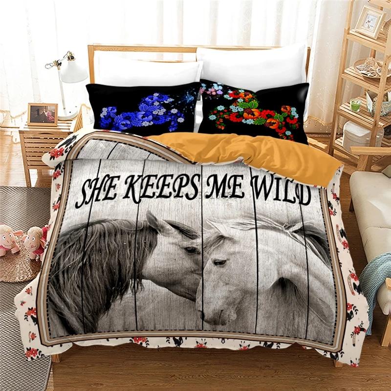 New Animal Horse 3d Bedding Set Printed Duvet Cover Set with Pillowcase Twin Full Queen King Size Bedclothes Drop Shipping