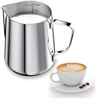 Konvička na mléko 350 ml 304 Mléko na mléčnou pěnu Nádobka na mléko s 12 oz Size Mark Nádobka na šálek kávy Cappuccino Expresso Latte Art Perfektní pro kávové amatéry