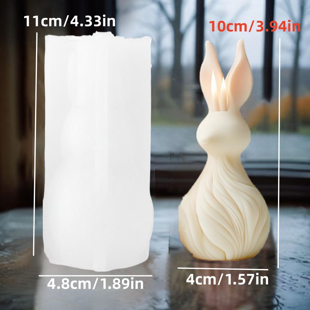 

3D Милый Сидящий Кролик Свеча Силиконовая Форма Вертикальные Уши Цветок Кролики Форма для Смолы Полосатый Пасхальный Кролик Формы для Бетона Гипса