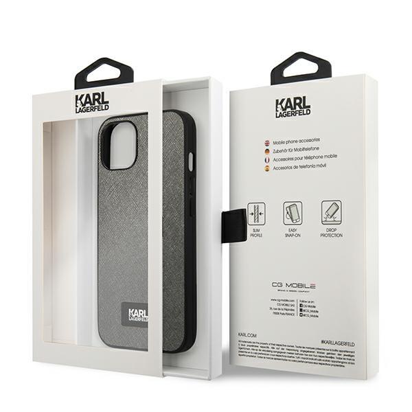 Karl Lagerfeld KLHCP13MSFMP2DG iPhone 13 / 14 / 15 6,1" Hardcase Srebrny/silver Saffiano Plaque