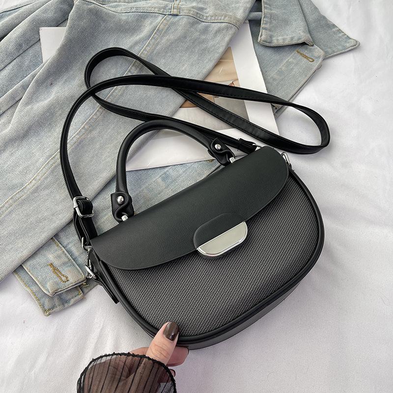 

Весна новая нишевая мода контрастный цвет сумка-седло портативная на плечо кроссбоди трендовая женская сумка чёрный