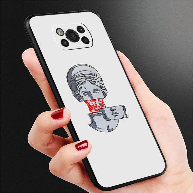 

Эстетический чехол со статуей Микеланджело для телефона Samsung Galaxy M52 M23 M32 5g M31 M51 M22 M30s M33 M13 M12 M62, черный силиконовый чехол for Samsung M62