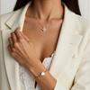S925 Sterling Silver Natural Colored Treasure Necklace Flower Pendant Women'S Japan And Korea Small Fresh Set Simple And Sweet Collarbone Chain