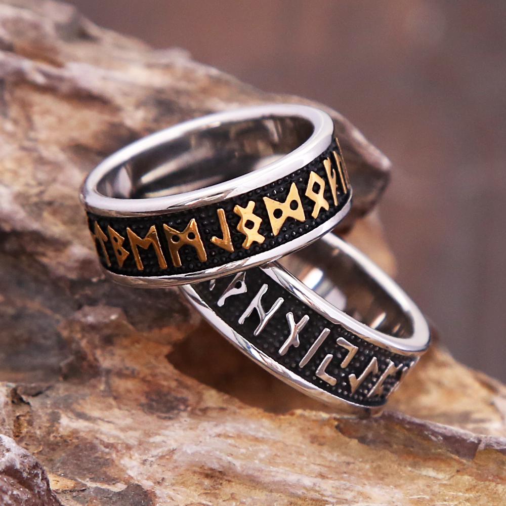 Nordic Viking Rune Rings For Men Women 316L Stainless Steel Punk Vintage Simple Ring  Couple Jewelry Gifts Dropshipping