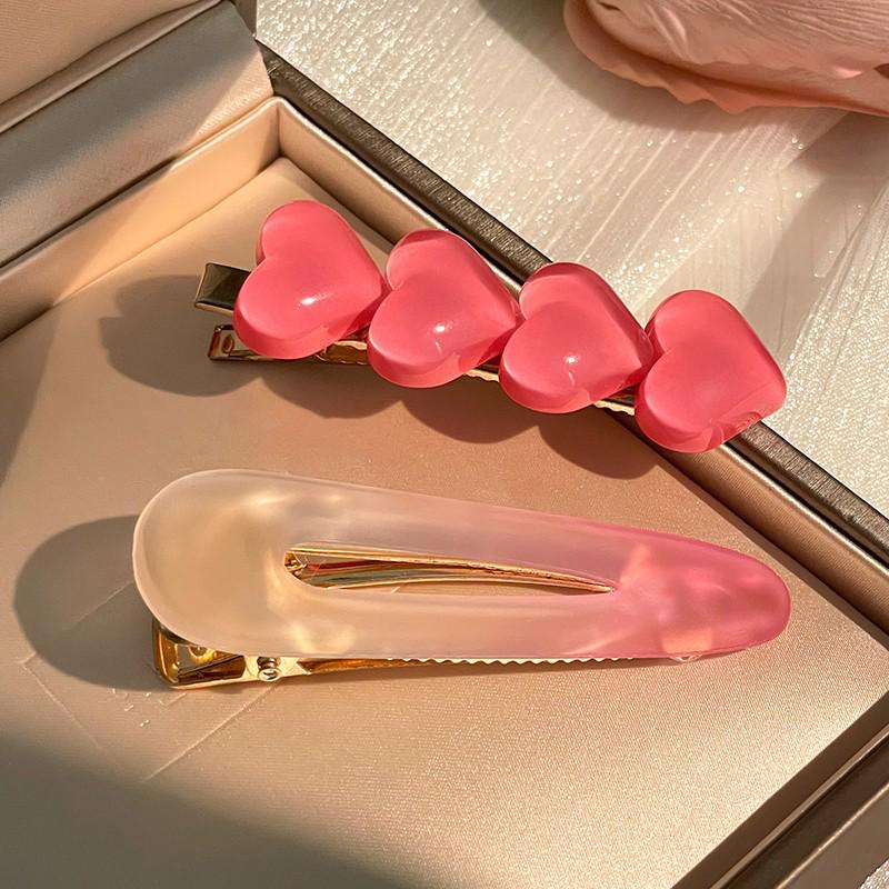 

Pink Heart Hair Clip for Women - Summer Net Red Hairpin