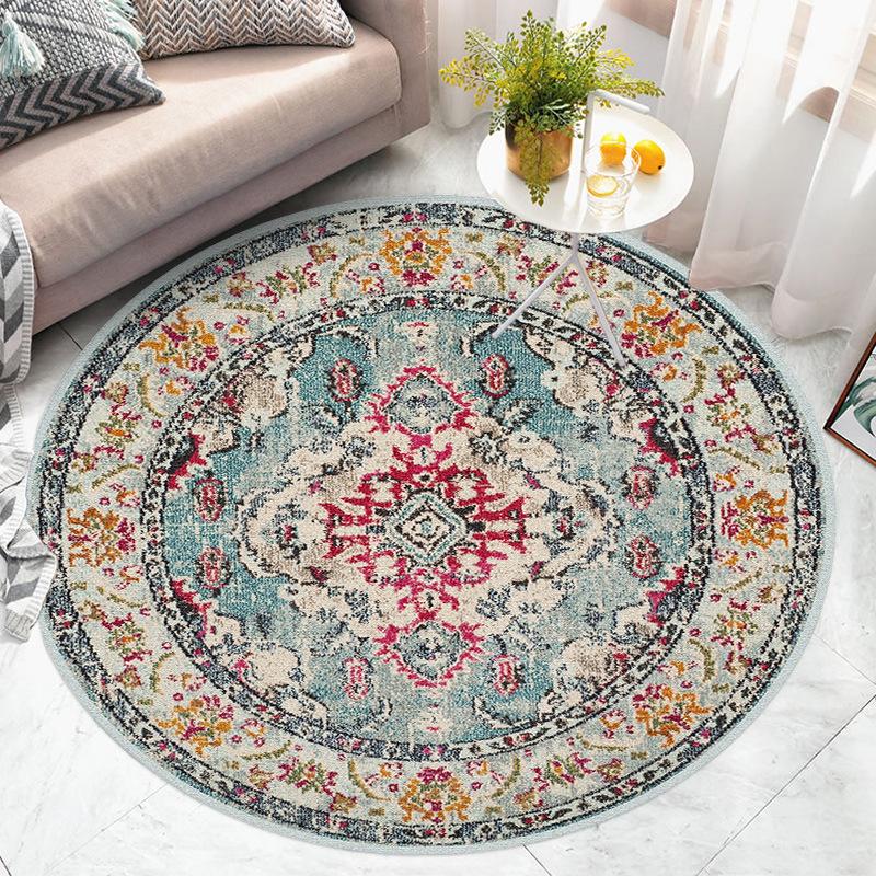 Ethnic Style Round Floor Mat Living Room Decoration Carpet Bathroom Kitchen Doormat Non-slip