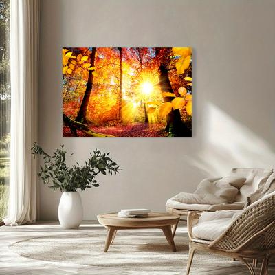Herbstwaldlandschaft Leinwandmalerei Poster und Drucke Wandkunst Rote Ahornblätter Wandbehang Schlafzimmer Wohnzimmer Heimdekoration