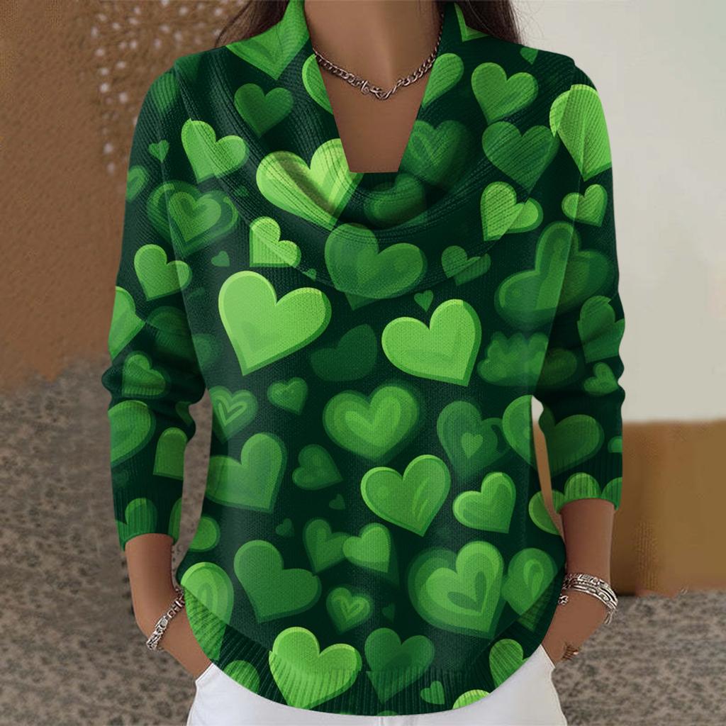 Dámský ležérní a módní svetr s dlouhým rukávem a potiskem, kulatým výstřihem