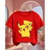 Süßes Pikachu Mode T-Shirt 3-14J Jungen Mädchen Sommer Kawaii Street Heiß Cartoon Lässig Rundhalsausschnitt Kinder