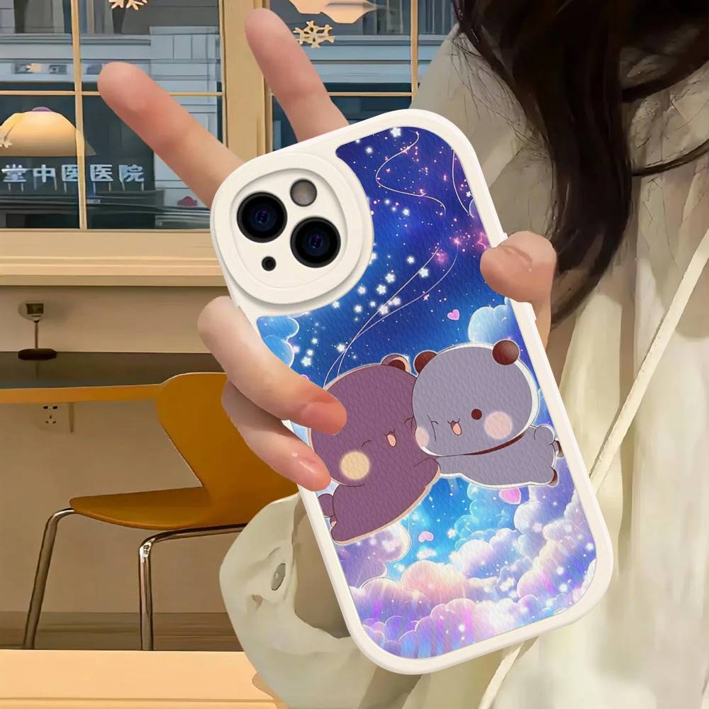 Cute Bubu Dudu PU Leather Phone Case For IPhone 16 15 14 13 12 11 Pro Max Plus Back Fundas