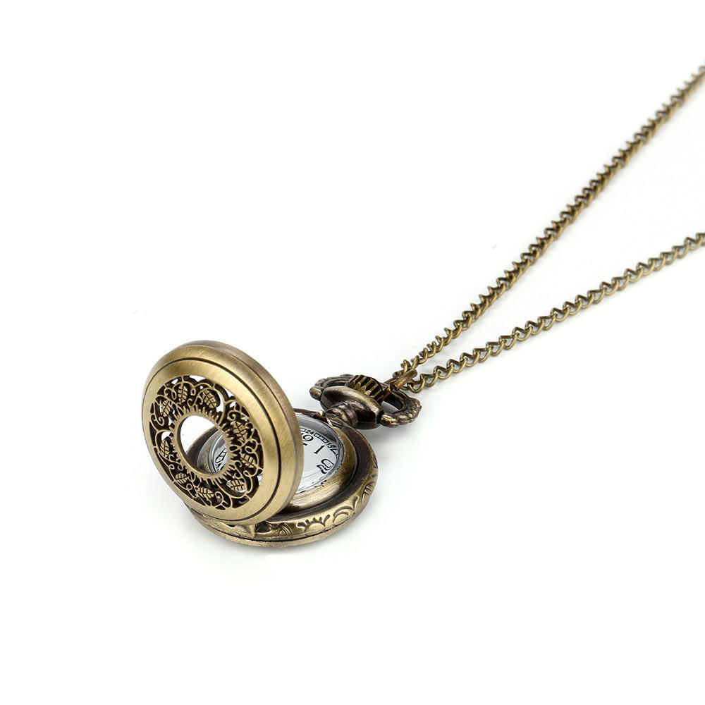 Vintage Steampunk Retro  Design Pocket Watch Quartz Pendant Necklace Gift