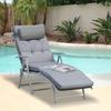 Patio Sun Lounger Garden Textilene Foldable Reclining Chair Adjustable Recliner with Cushion Pillow - Grey