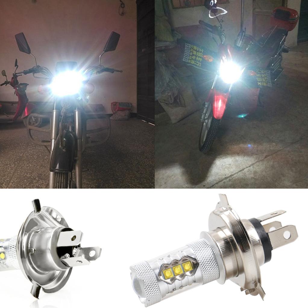 H4 80W Super Bright COB LED ATV Motorcycle Headlight Hi/Lo Beam Front Light Bulb