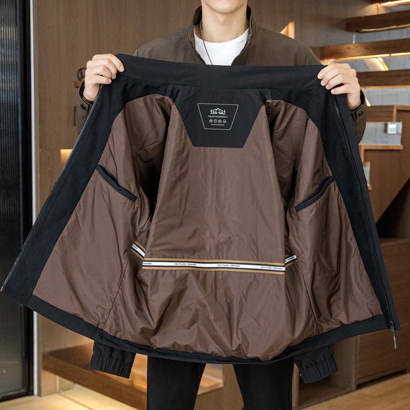 2025 Spring/Autumn Solid Stand-up Collar Casual Jacket for Men