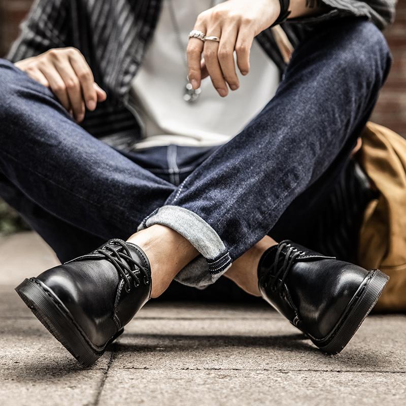 Men Leather Shoes New Round Toe Casual shoes High Quality Formal Designer Shoes Brand Tooling Oxford Flat shoe Outdoor Work Boot