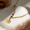 18K Gold Plated Pearls Chain Sun Pendant Necklace Sturdy Stainless Steel Waterproof Jewelry Accessory for Women