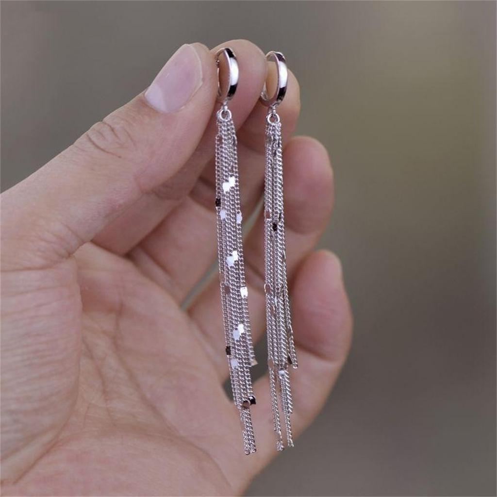 Classic  Unique Design Long Metal Chain Tassel Drop Earrings For Women Light Luxury Geometric Dangle Earring Jewelry Gift